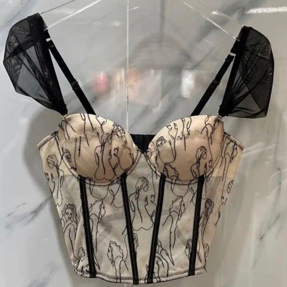Figure pattern padded corset top